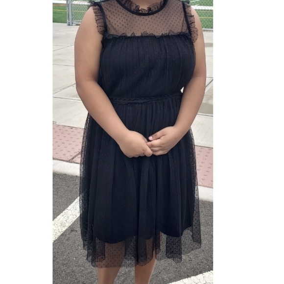 Dresses & Skirts - Cute Polka Dot & Ruffle detail Lined Black Dress